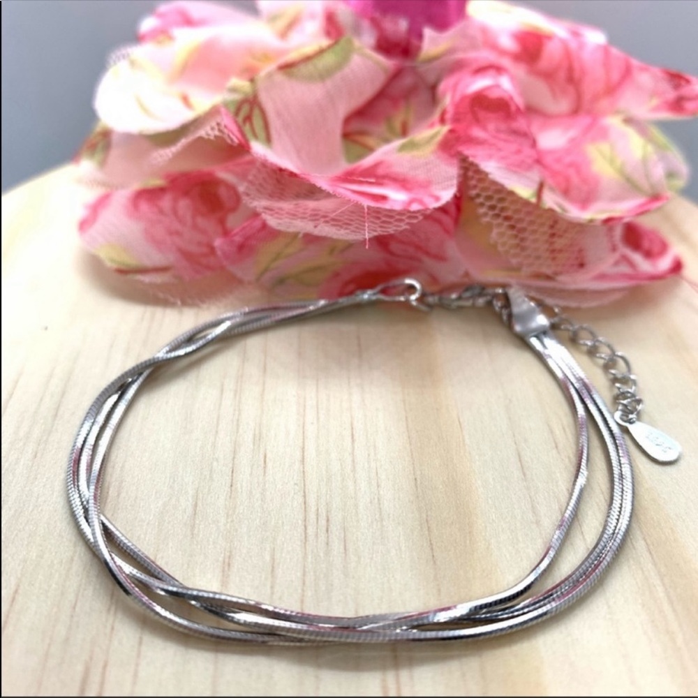 Sterling Silver 925 Three Chain Bracelet - Picture 3 of 5
